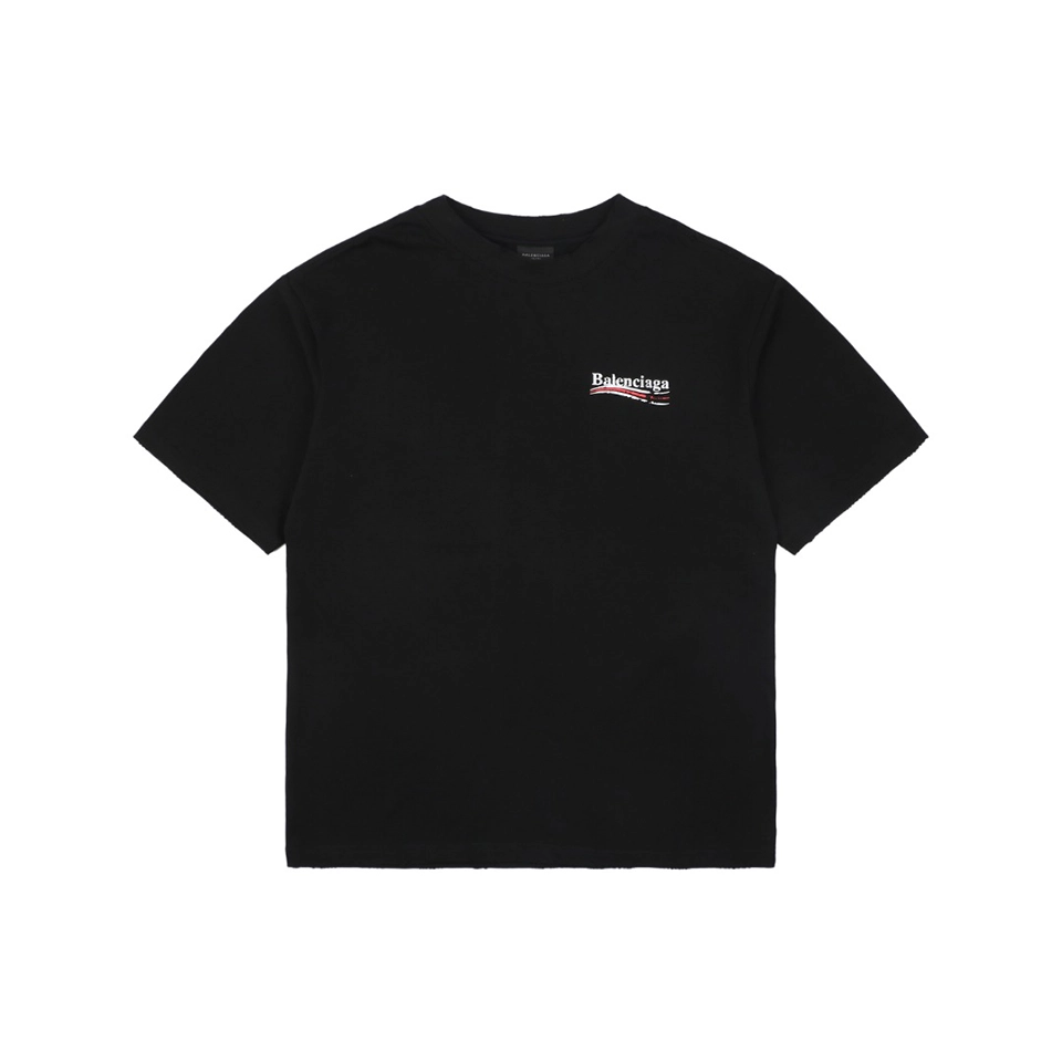 Balenciaga Distressed Cola Logo Print T-Shirt Black Front view