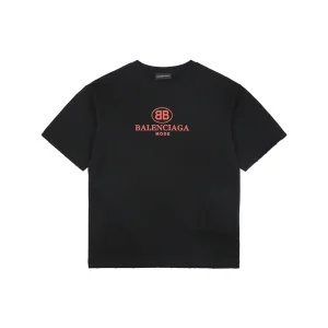 Balenciaga Double-B Circle Logo T-Shirt Red Front view
