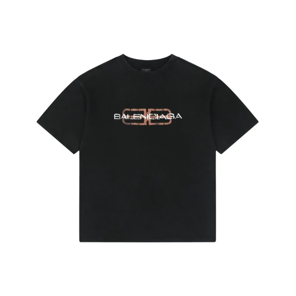 Balenciaga Double B Distressed Logo Washed T-Shirt Front view
