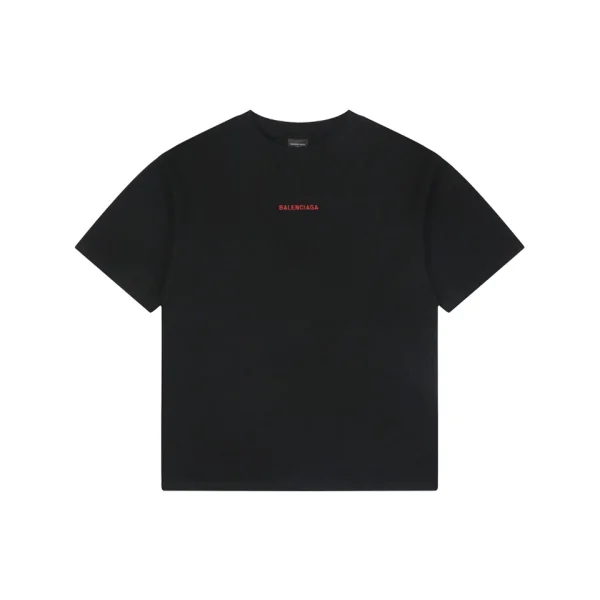 Balenciaga Front & Back Logo Embroidered Washed T-Shirt Red Front view