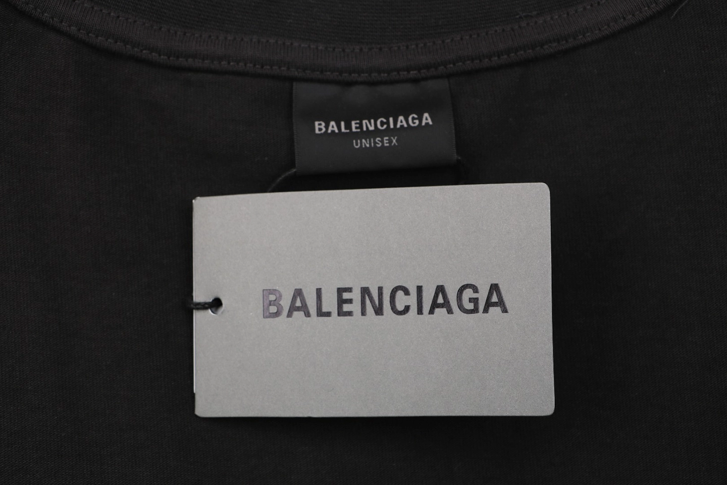Balenciaga Grey Ring Logo Embroidered Oversized T-Shirt Brand label