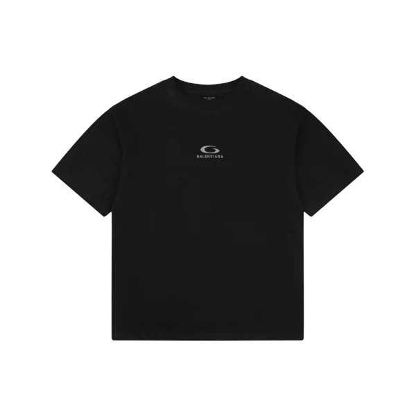 Balenciaga Grey Ring Logo Embroidered Oversized T-Shirt Front view