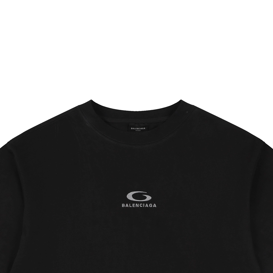 Balenciaga Grey Ring Logo Embroidered Oversized T-Shirt