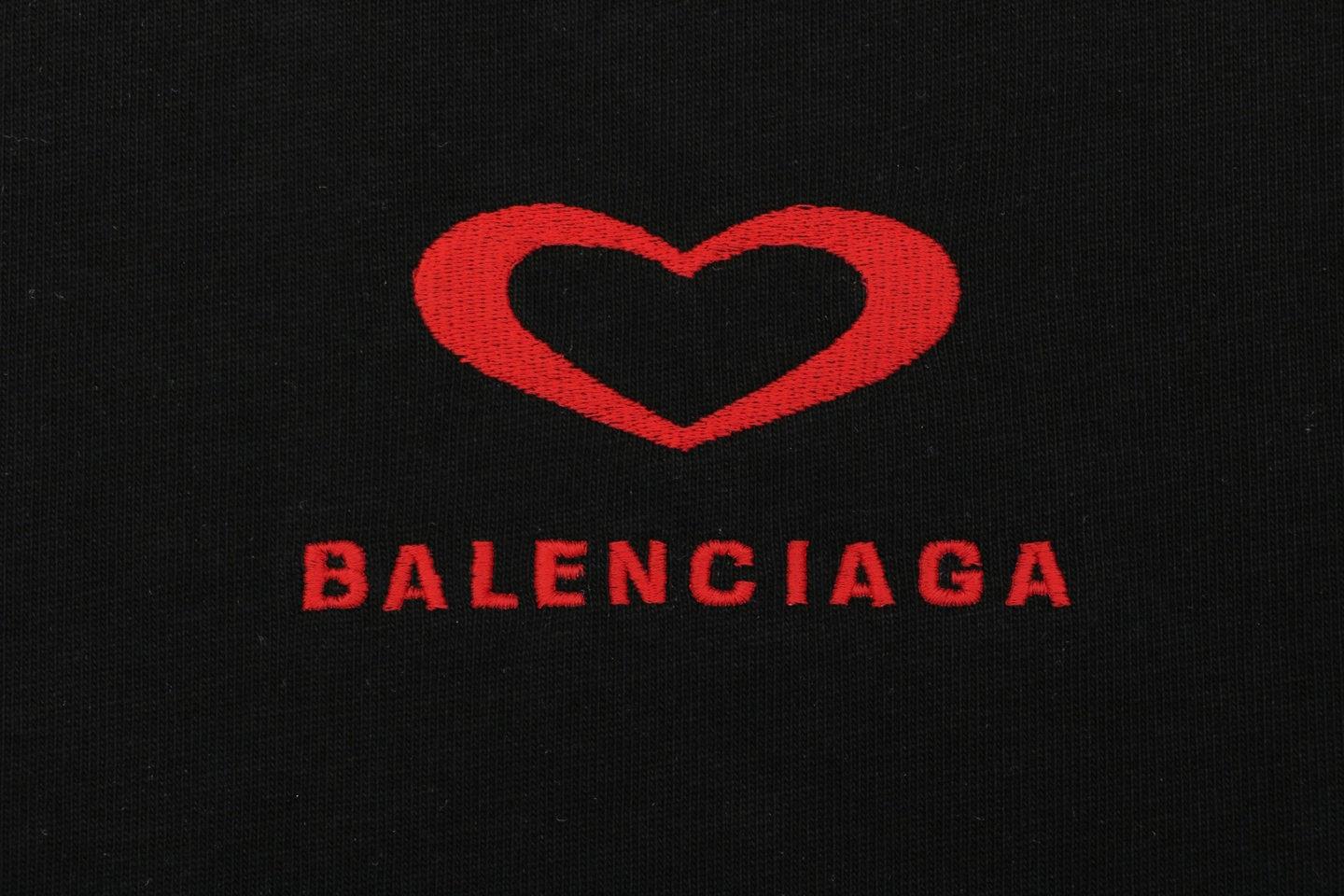 Balenciaga Heart Logo Embroidered Oversized T-Shirt Front Print