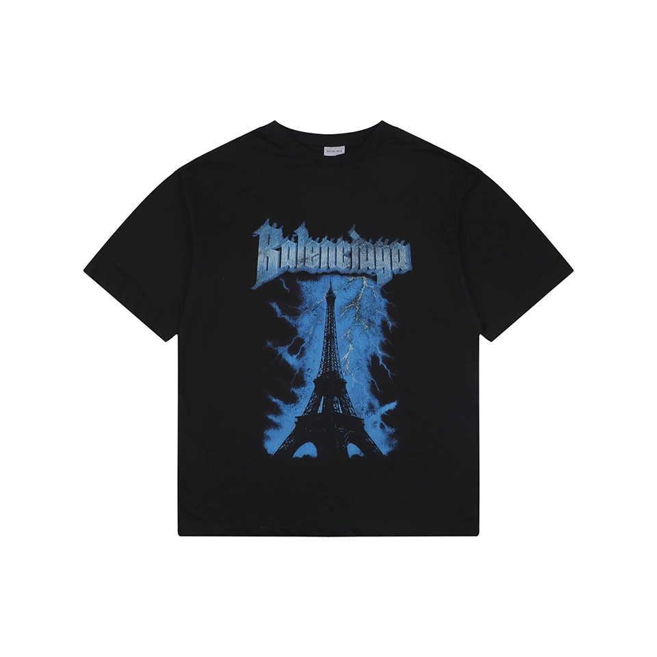 Balenciaga Lightning Eiffel Tower Print T-Shirt Front view
