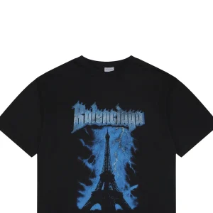 Balenciaga Lightning Eiffel Tower Print T-Shirt