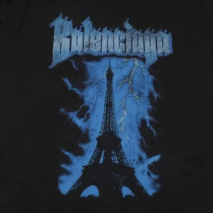 Balenciaga Lightning Eiffel Tower Print T-Shirt Front Print