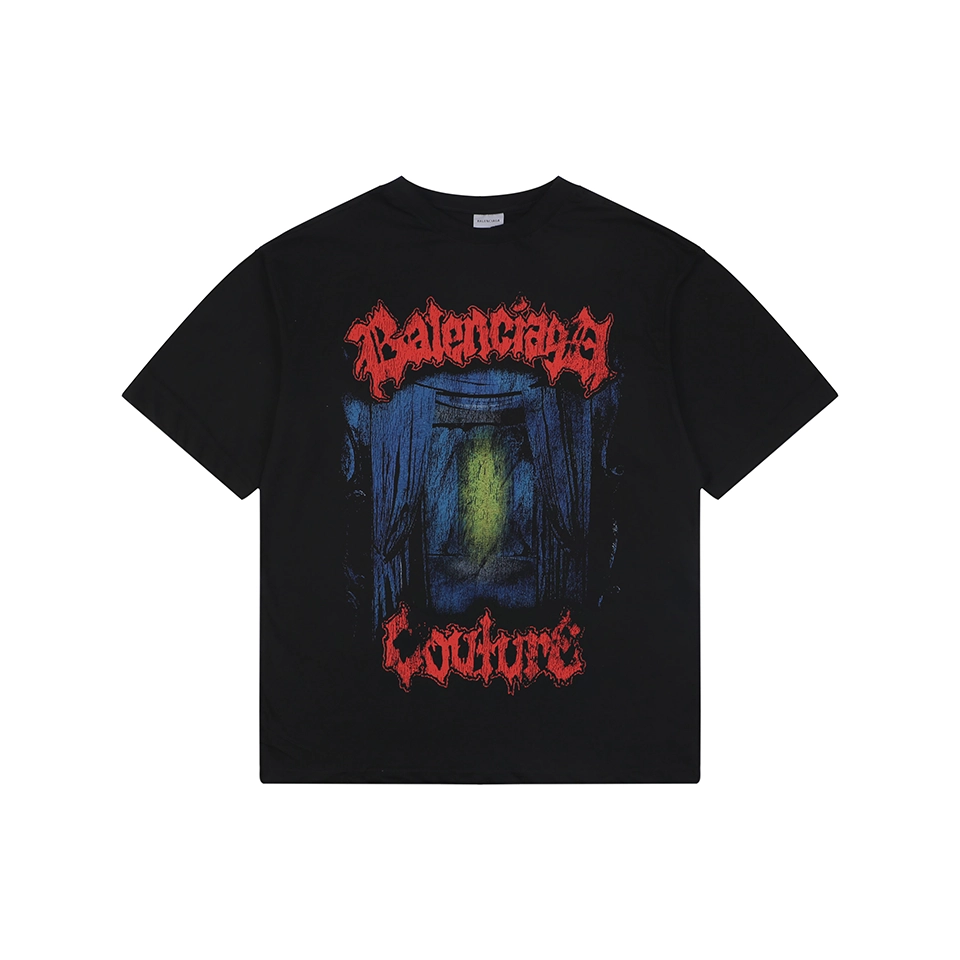 Balenciaga Stage Curtain Crack Print T-Shirt Front view