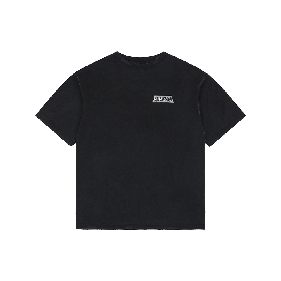 Balenciaga Tape Logo Distressed T-Shirt Front view