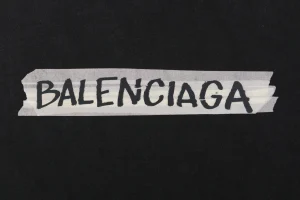 Balenciaga Tape Logo Distressed T-Shirt Brand Print
