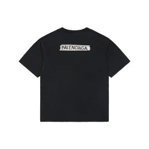 Balenciaga Tape Logo Distressed T-Shirt Back view