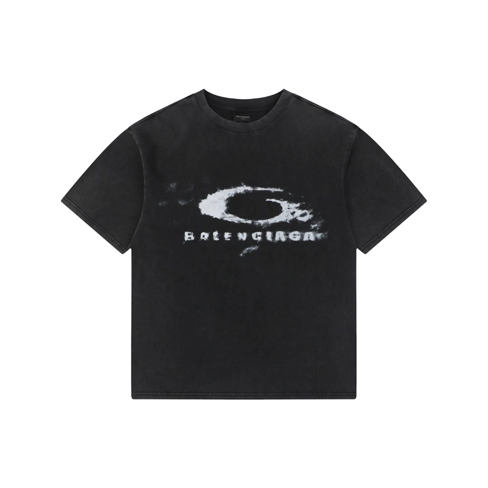 Balenciaga Vintage Smoke Ring Graphic T-Shirt Front view