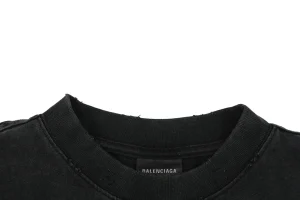 Balenciaga Vintage Tape Logo Graphic T-Shirt Collar