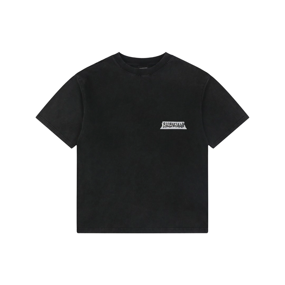 Balenciaga Vintage Tape Logo Graphic T-Shirt Front view