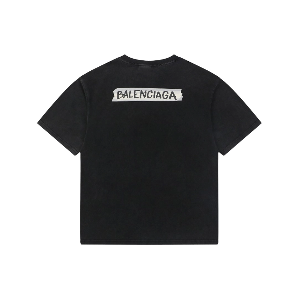 Balenciaga Vintage Tape Logo Graphic T-Shirt Back view