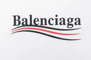 Balenciaga Vintage Wave Logo Oversized T-Shirt White Brand Print