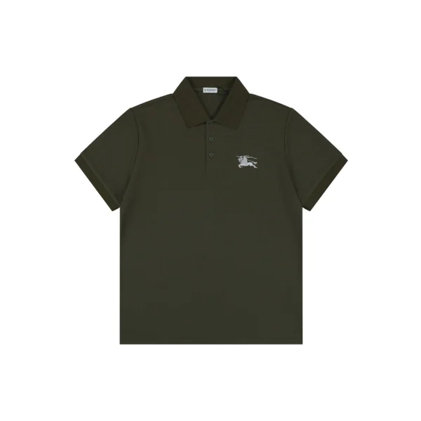 Burberry Equestrian Knight Embroidered Polo T-Shirt Green Front view