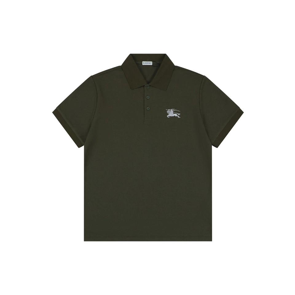 Burberry Equestrian Knight Embroidered Polo T-Shirt Green Front view