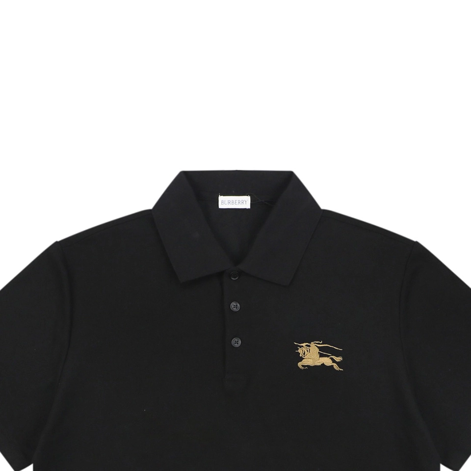 Burberry Equestrian Knight Embroidered Polo T-Shirt Black
