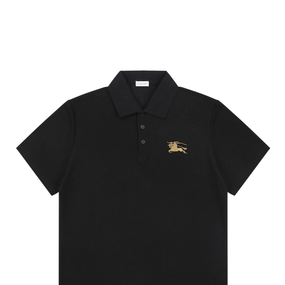 Burberry Equestrian Knight Embroidered Polo T-Shirt Black