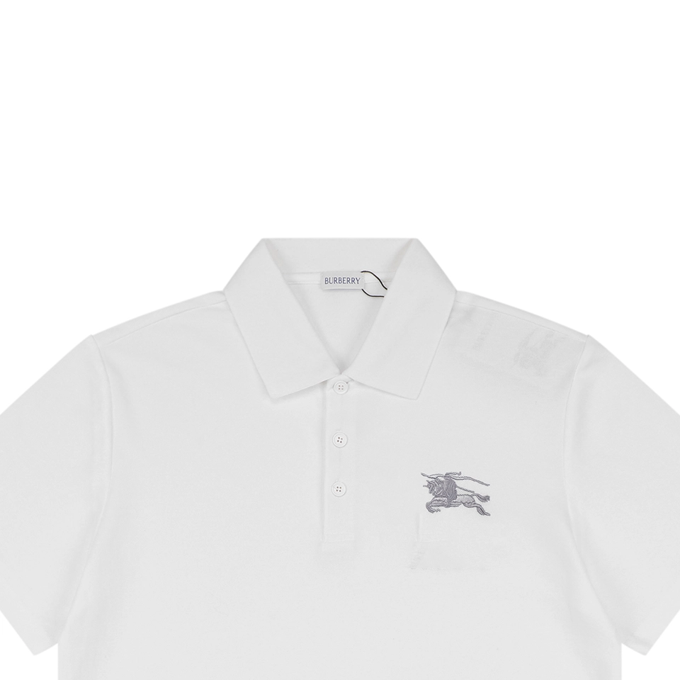 Burberry Equestrian Knight Embroidered Polo T-Shirt White