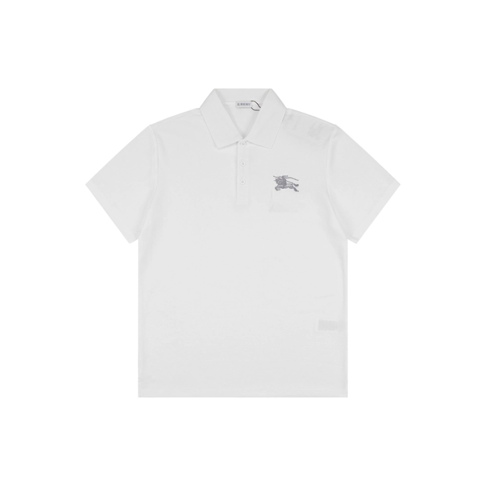Burberry Equestrian Knight Embroidered Polo T-Shirt White Front view
