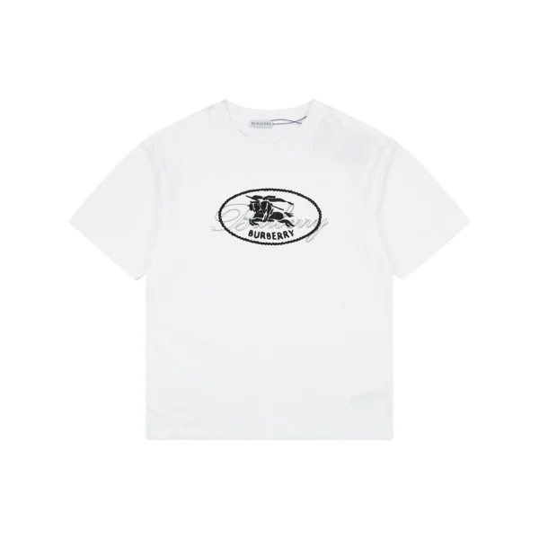 Burberry Equestrian Knight Signature Embroidered T-Shirt White Front view