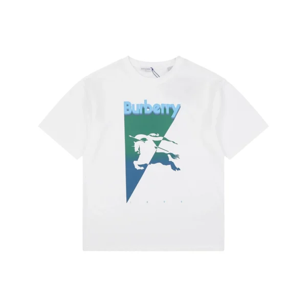 Burberry Gradient Knight Logo Graphic T-Shirt White Front view
