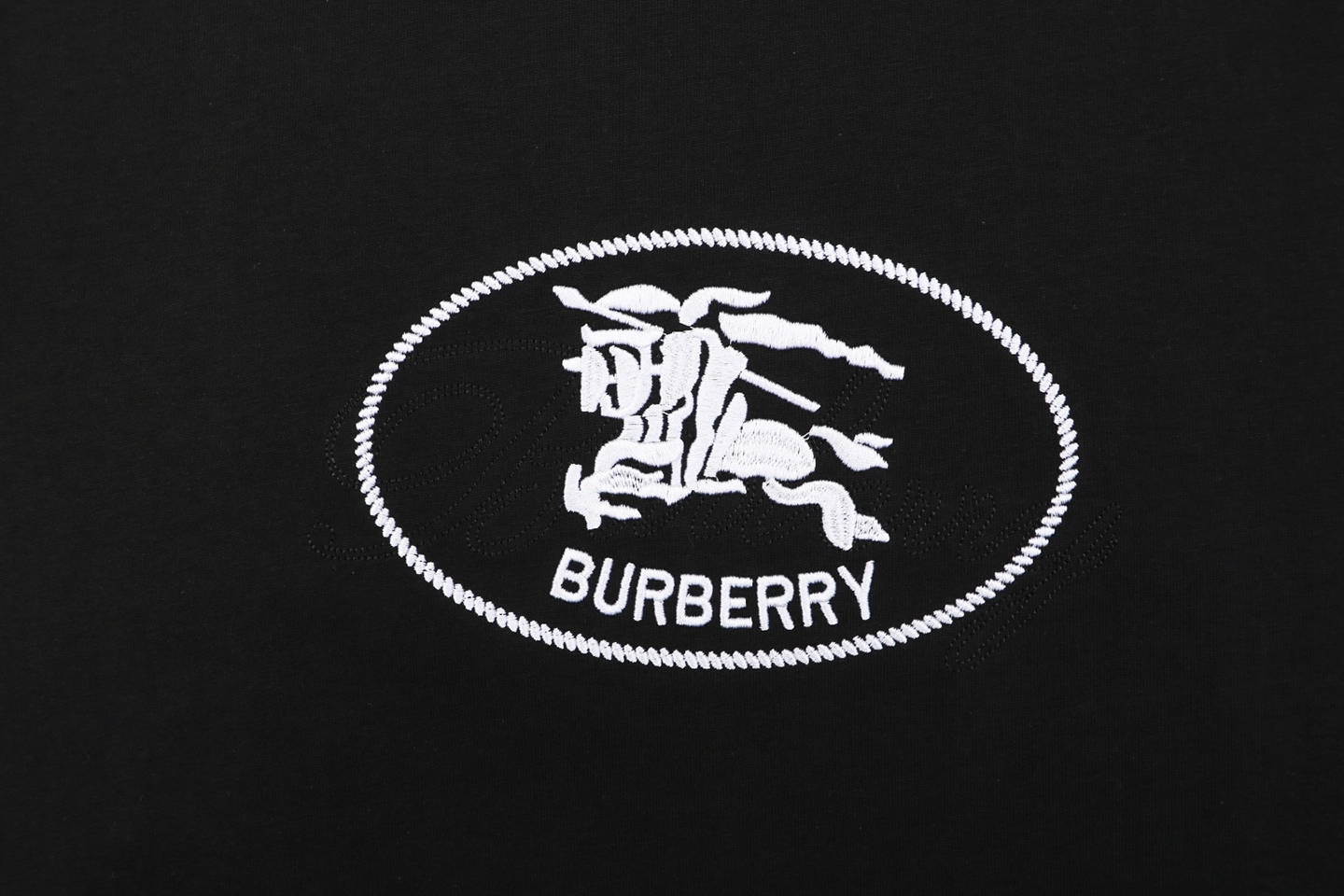 Burberry Oval Rope Knight Embroidered T-Shirt Black Front Brand