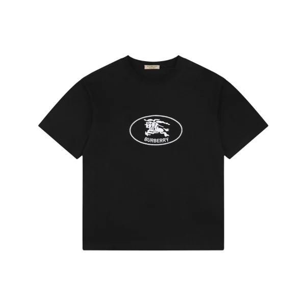 Burberry Oval Rope Knight Embroidered T-Shirt Black Front view