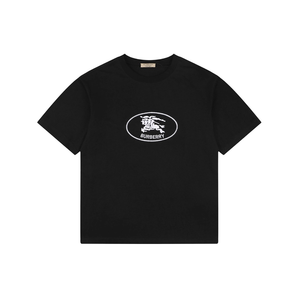 Burberry Oval Rope Knight Embroidered T-Shirt Black Front view
