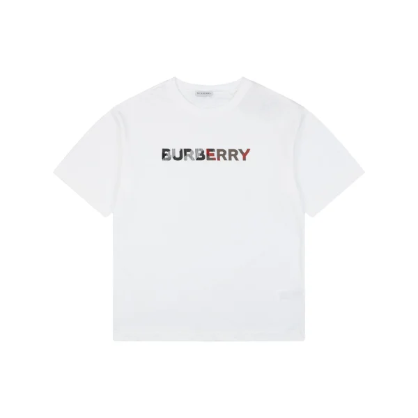 Burberry Stripe Logo Embroidered Oversized T-Shirt White Front view