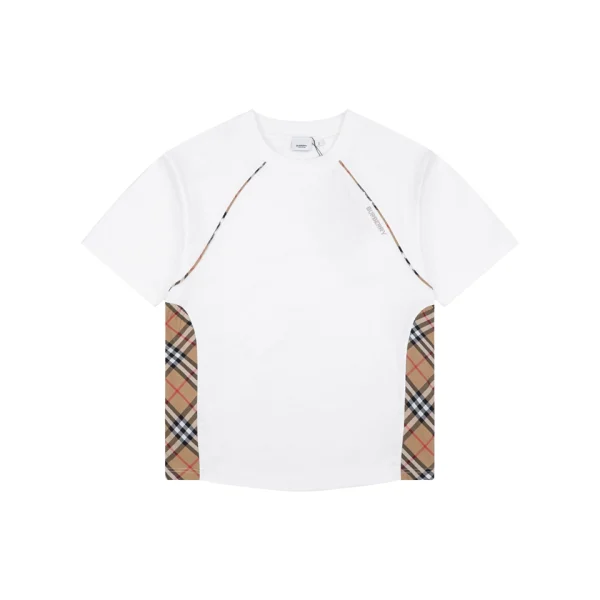 Burberry Vintage Check Panel T-Shirt White Front view