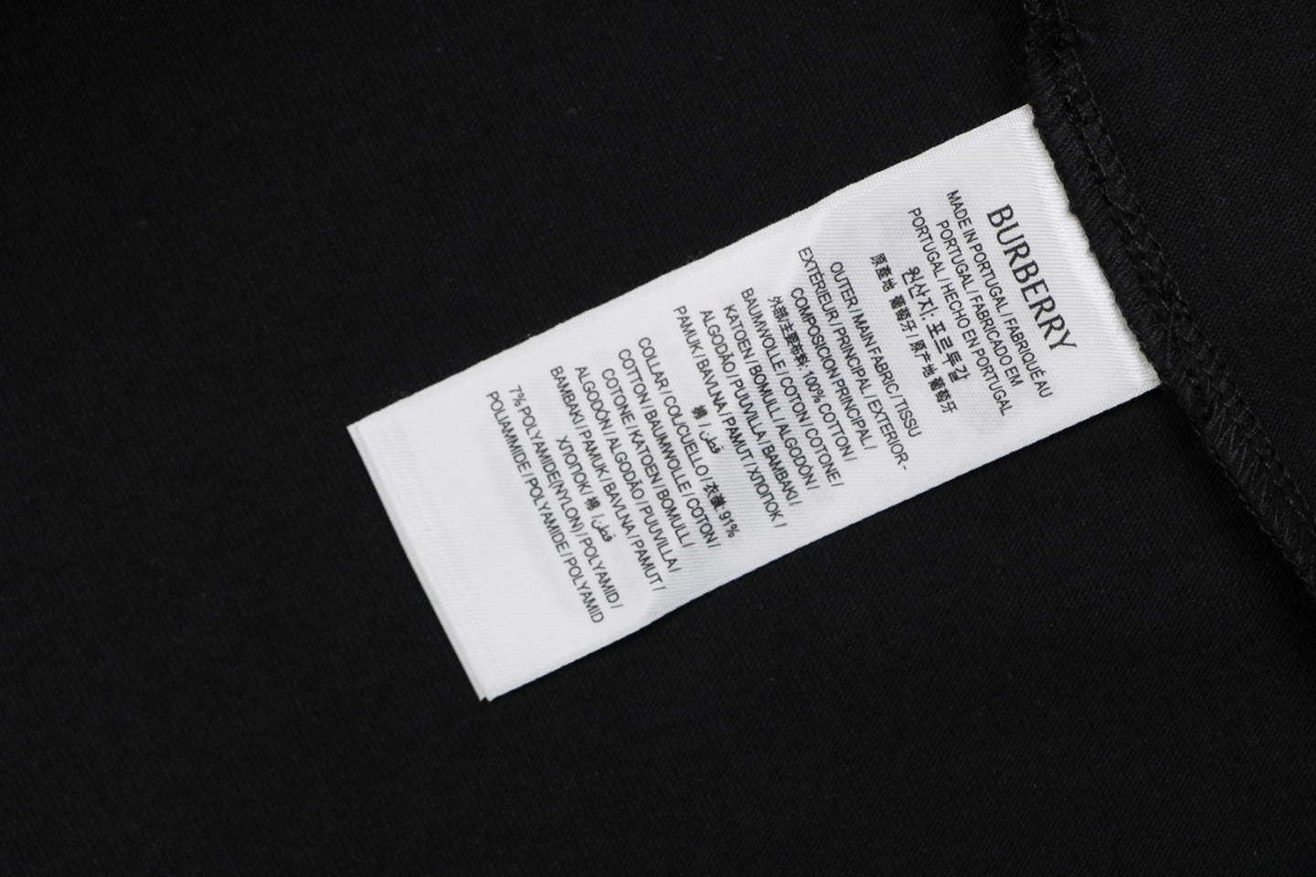 Burberry Vintage Check Rib Collar T-Shirt Black Wash label