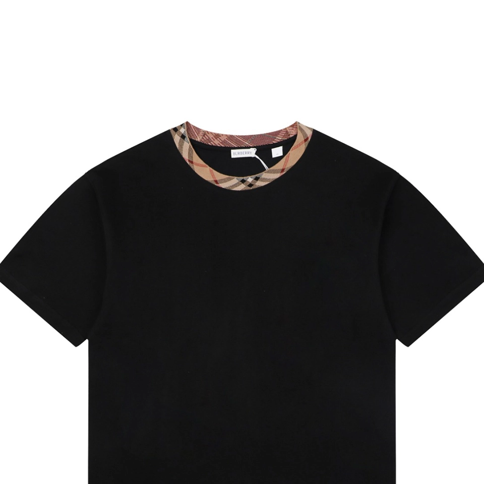 Burberry Vintage Check Rib Collar T-Shirt Black