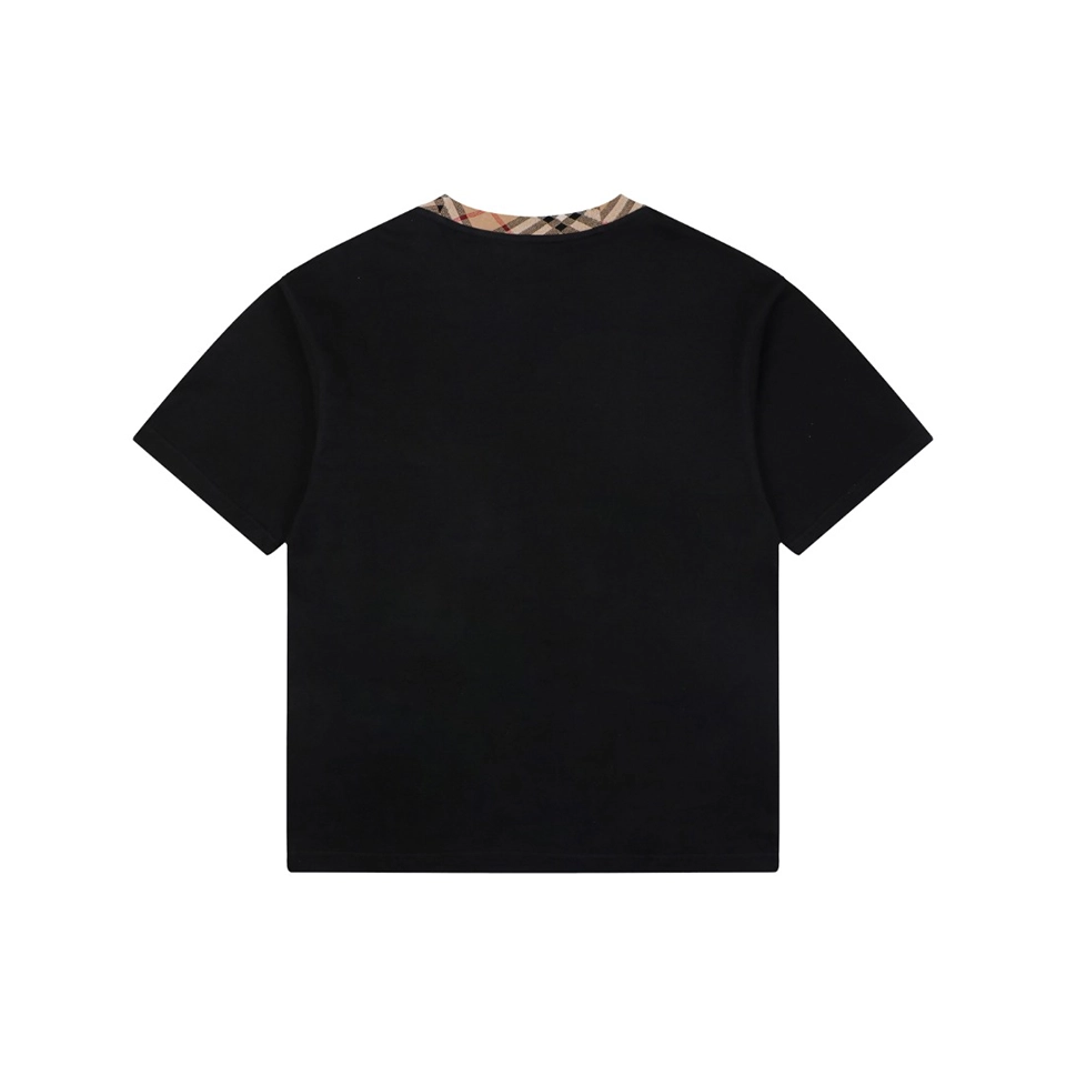 Burberry Vintage Check Rib Collar T-Shirt Black Back view
