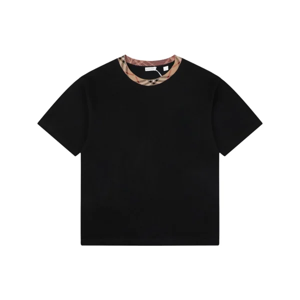 Burberry Vintage Check Rib Collar T-Shirt Black Front view