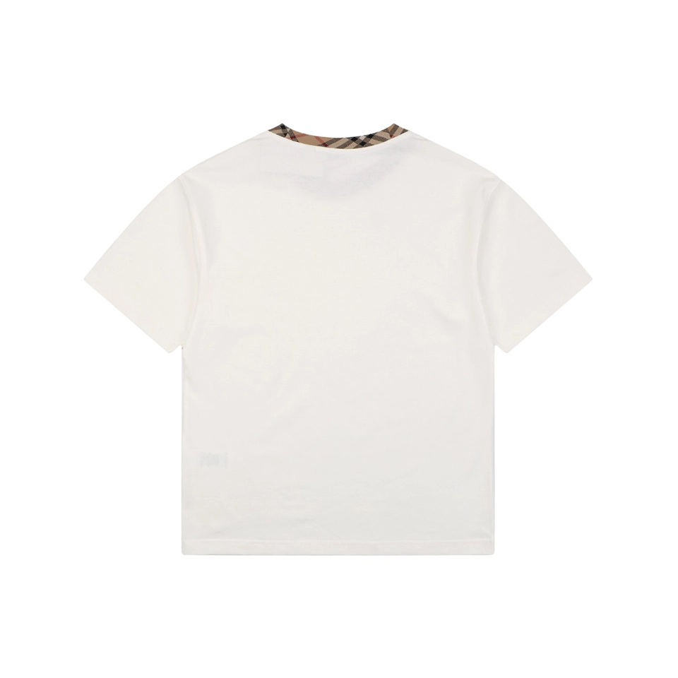 Burberry Vintage Check Rib Collar T-Shirt White Back view
