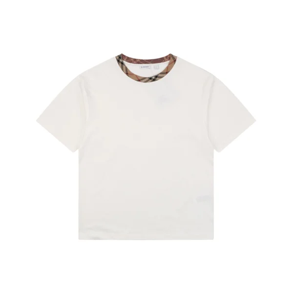 Burberry Vintage Check Rib Collar T-Shirt White Front view