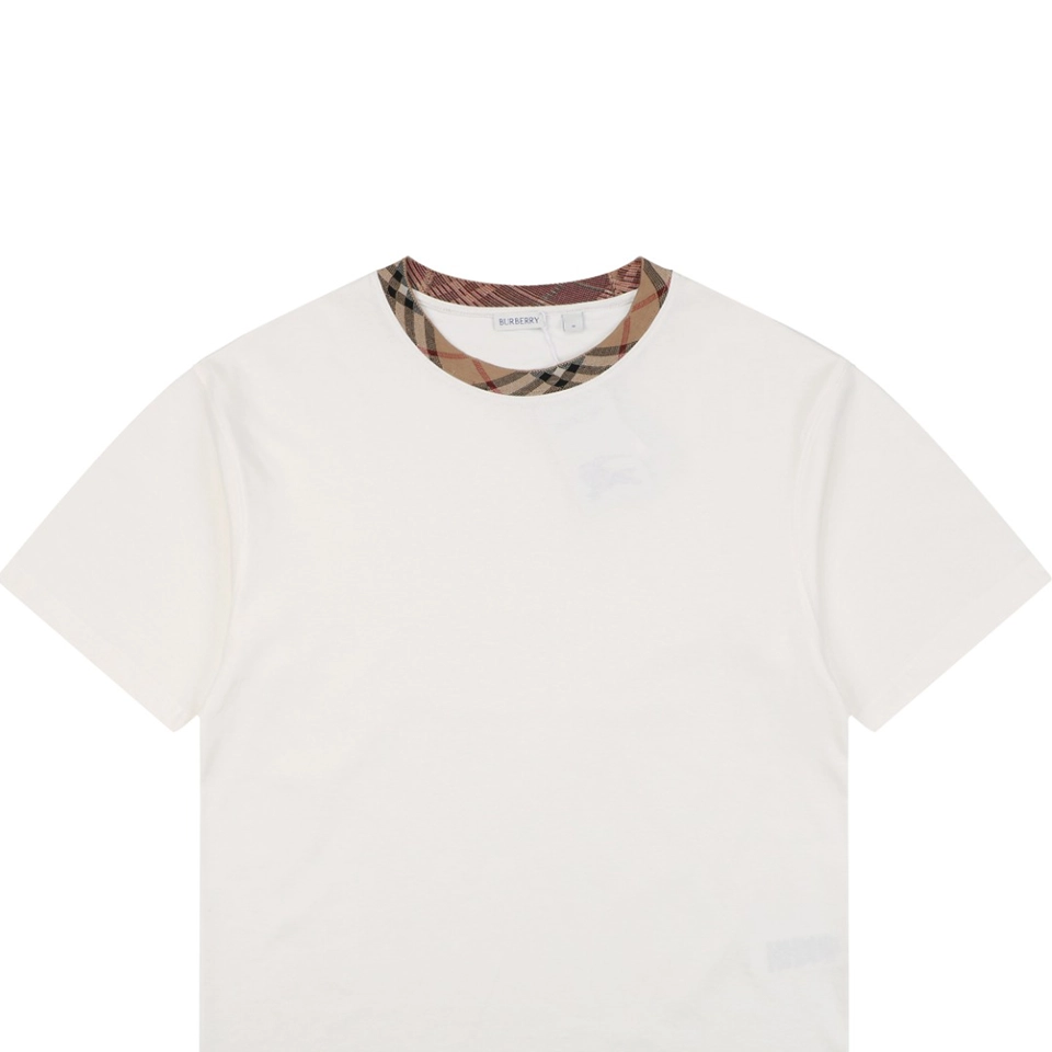 Burberry Vintage Check Rib Collar T-Shirt White