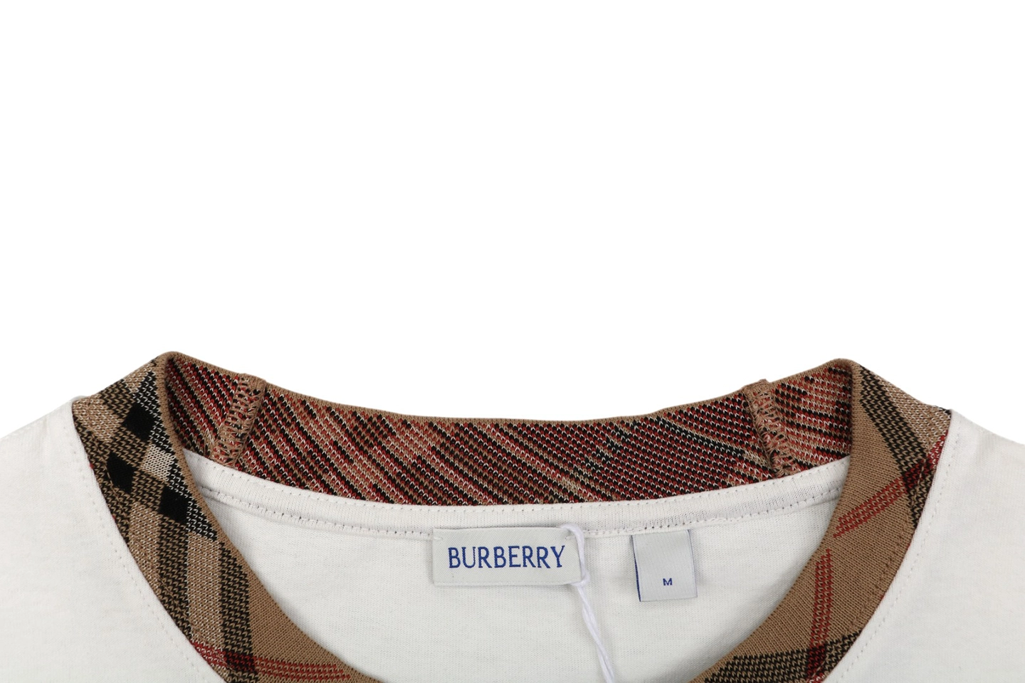 Burberry Vintage Check Rib Collar T-Shirt White Collar