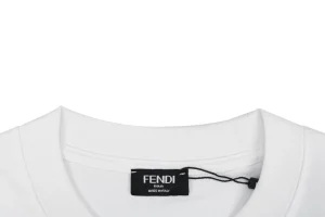Fendi FF Blue-Line Embroidered Oversized T-Shirt Collar