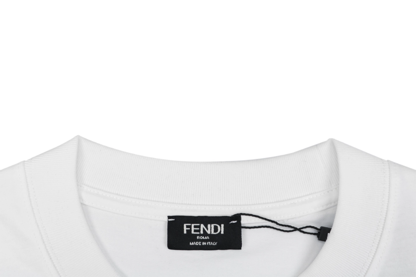 Fendi FF Blue-Line Embroidered Oversized T-Shirt Collar