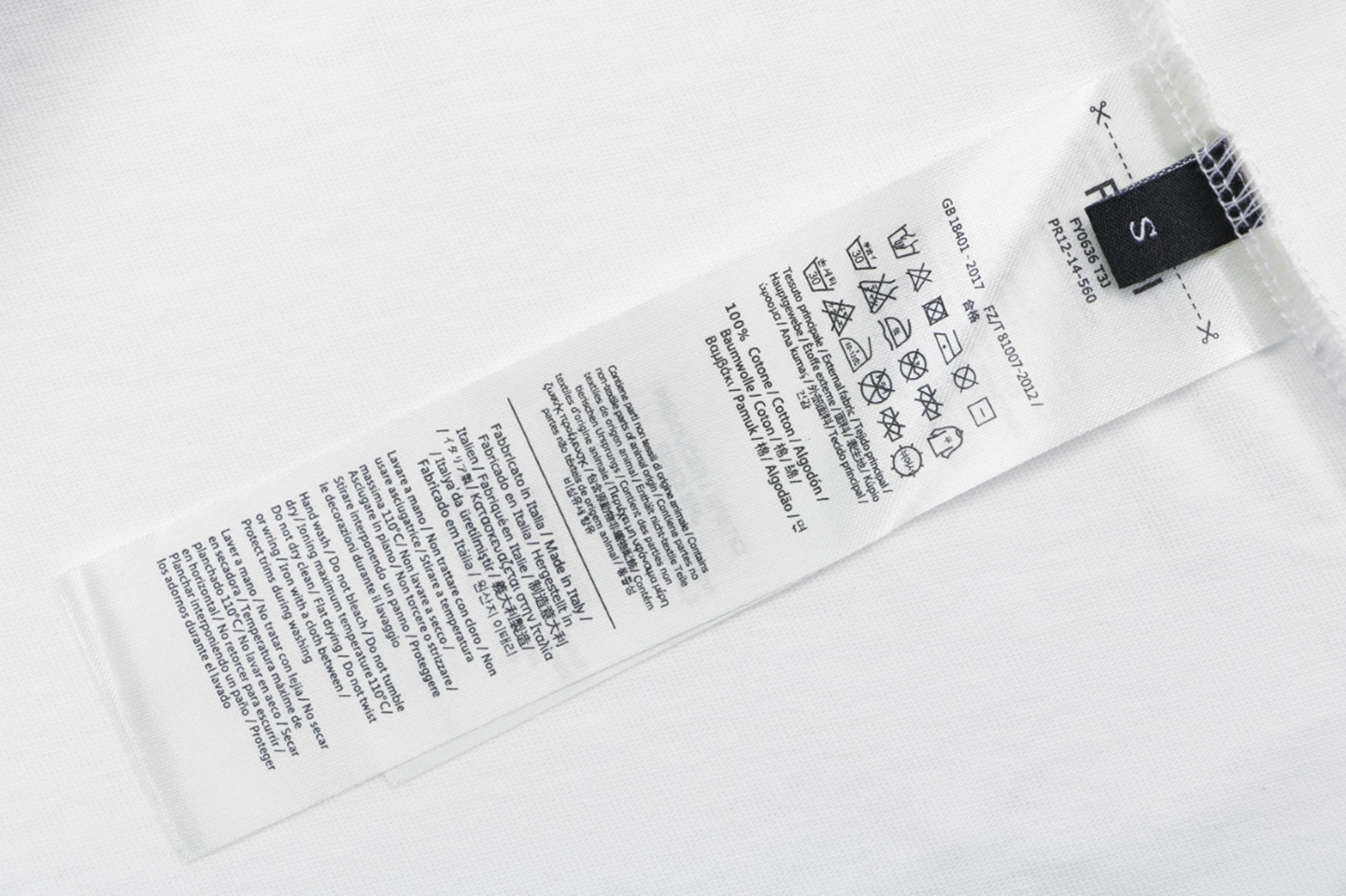 Fendi FF Blue-Line Embroidered Oversized T-Shirt Wash label