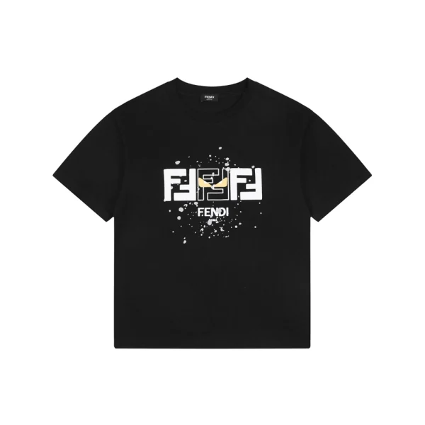 Fendi FF Monster Eyes Paint-Splatter T-Shirt Black Front view