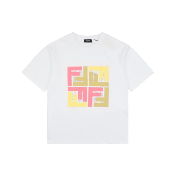 Fendi Geometric Colorblock FF Logo T-Shirt Black Front view