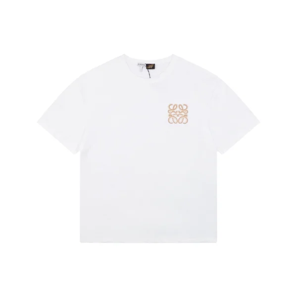 Loewe Antique Gold Anagram Embroidered T-Shirt White Front view