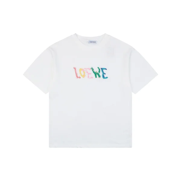 Loewe Handmade Color Letter Embroidered T-Shirt Front view