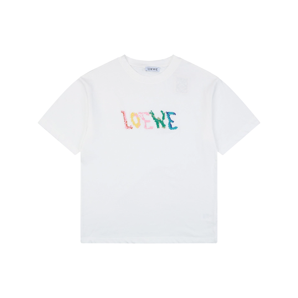 Loewe Handmade Color Letter Embroidered T-Shirt Front view