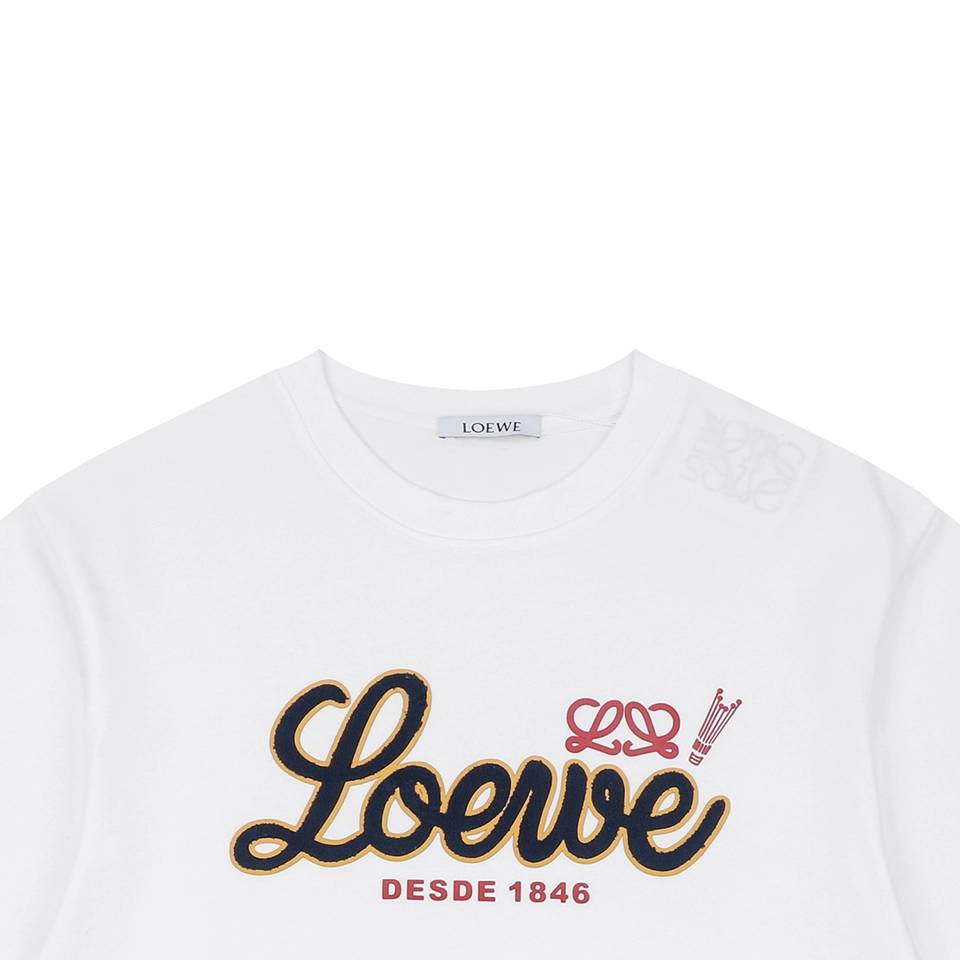 Loewe Script Logo Embroidered T-Shirt White